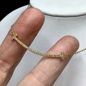 🌺New! 925 Gold Vermeil & CZ Bar Necklace